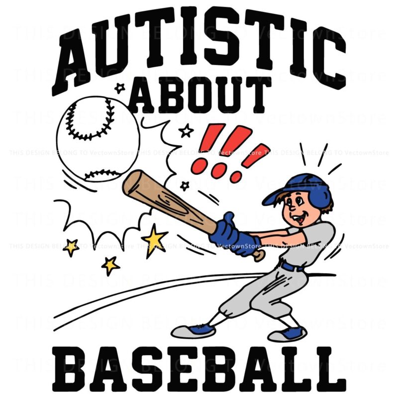 Baseball Passion Neurodiverse Fan SVG Cartoon