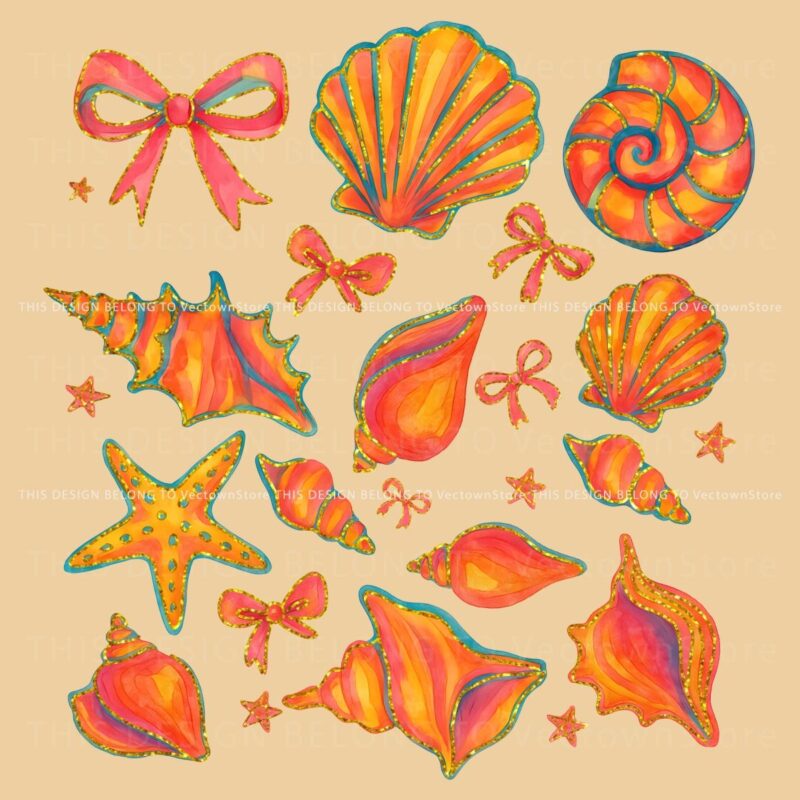 Coquette Seashell SVG Retro Summer Beach Vibes