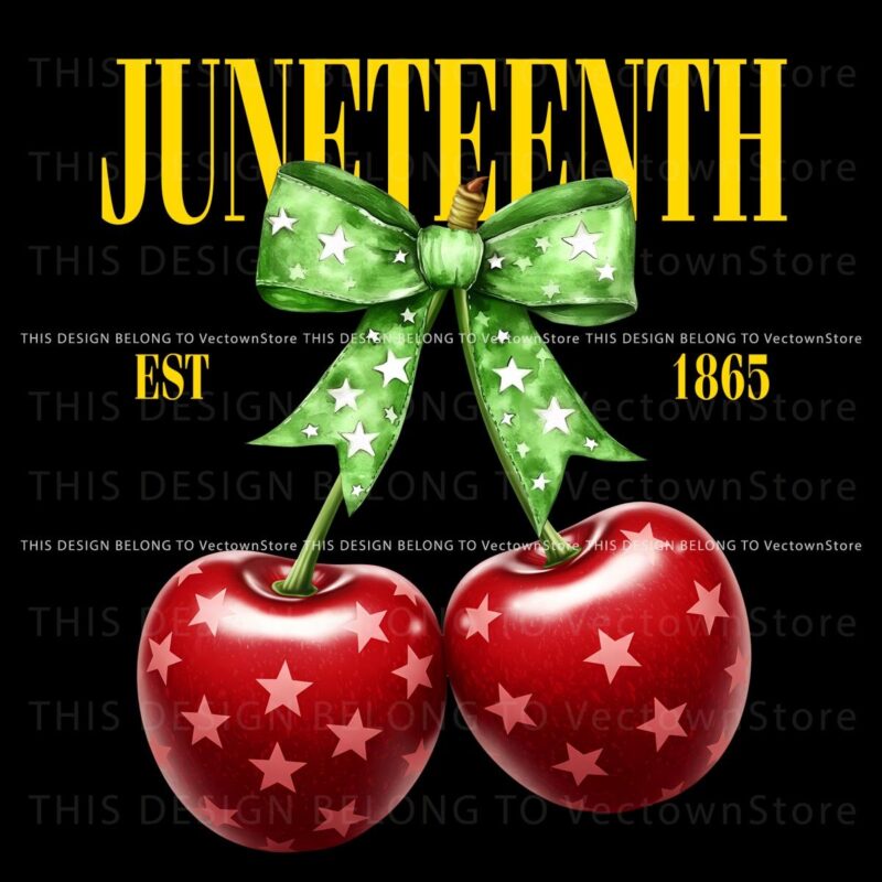 Juneteenth 1865 Cherry Coquette Bow PNG Design
