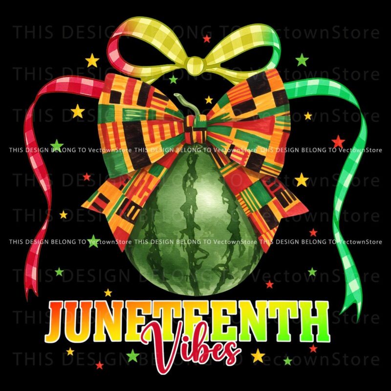 Juneteenth Vibes Kente Bow Watermelon Magic in PNG