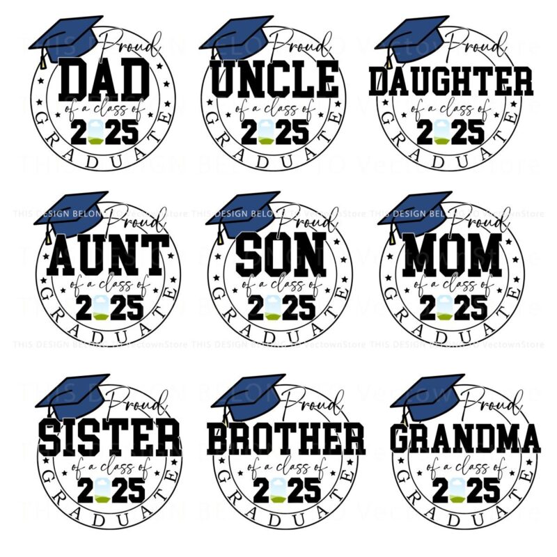 Personalized Grad Cap SVG PNG Bundle for Family Matching