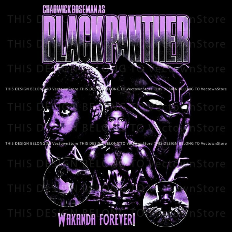 Retro Marvel Black Panther Wakanda Forever PNG