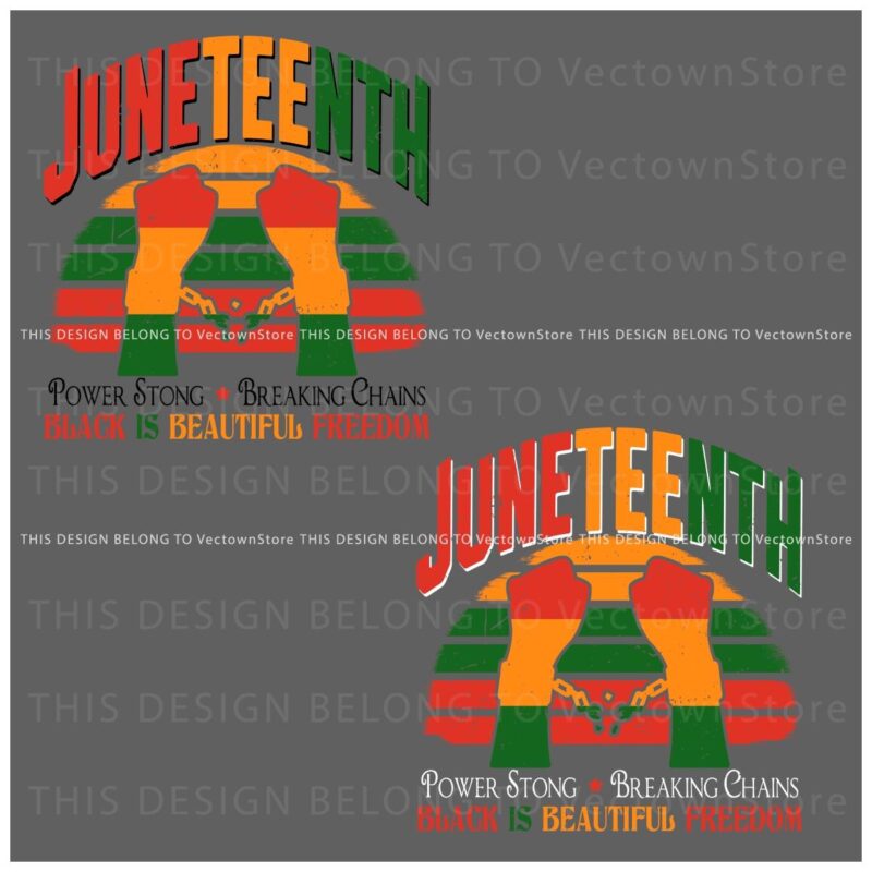 Retro Power Breaking Chains Juneteenth SVGPNG