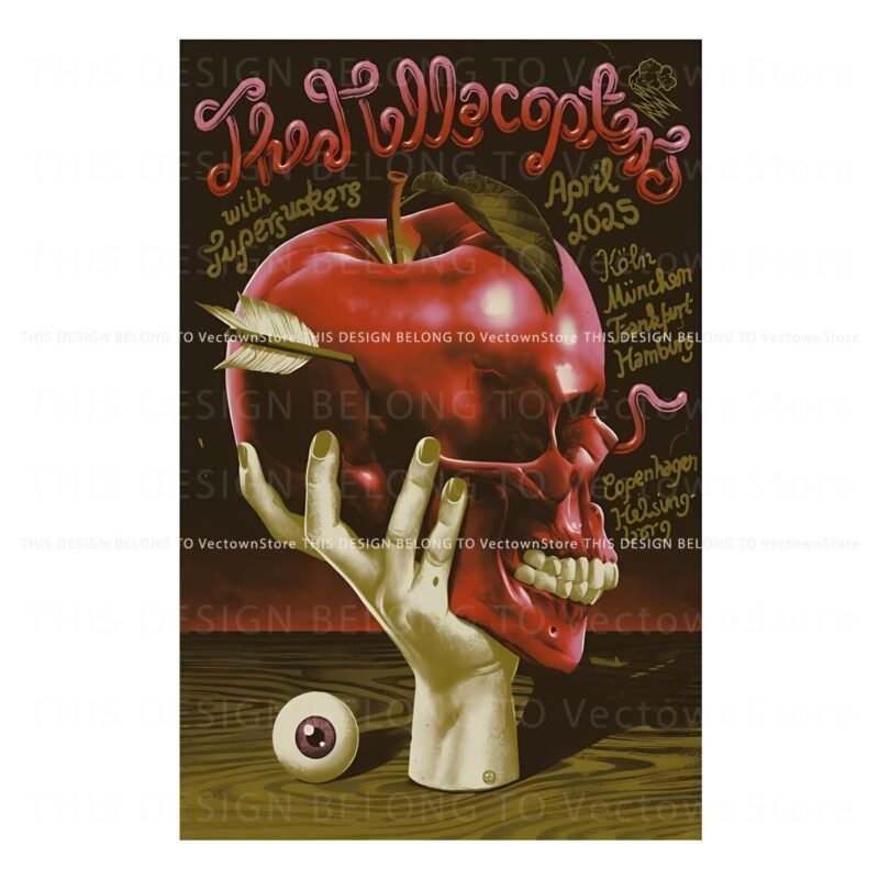Rock the 2025 Tour Retro Psychedelic Hellacopters Poster PNG